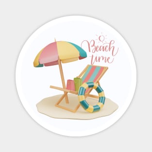 Beach Chair, Beach Umbrella, Beach Time Magnet